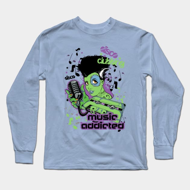 Music Addicted Long Sleeve T-Shirt by Dark Planet Tees